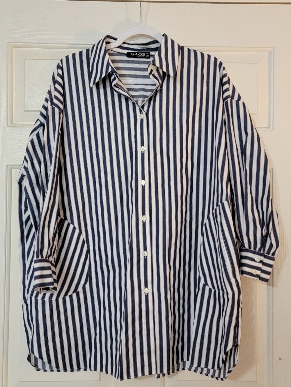 Women's One Size Cotton Striped Button Down Shirt